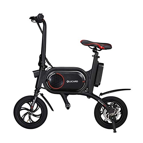 Electric Bike : suyanouz Electric Bicycle Foldable Dual Disc Brake 12 Inch Mini Portable Adult Electric Car, Black