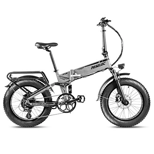 Electric Bike : SWEETF Electric Folding Bike 20" 750w 8 Speed Gear 100 Miles Ebike Foldable Casual Bicycle 14Ah Battery Recharge Bike for Adults Men Women (Sliver)