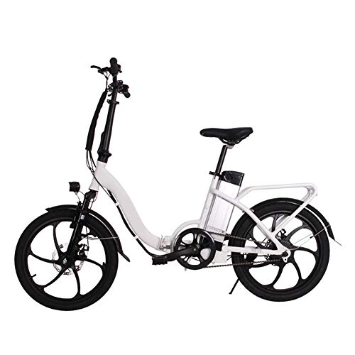 Electric Bike : SYCHONG Folding Electric Bike 20", 36V10ah Detachable Lithium Battery with LCD Instrument Panel Front And Rear Disc Brakes LED Highlight Light, White