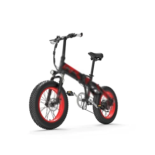 Electric Bike : TABKER Electric Bike Folding Electric Bicycle Mens Mountain Bike Snow Electric Bike 20inch Cycling E Bike (Color : Red)