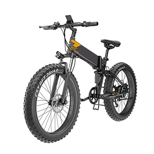 Electric Bike : TANCEQI 26'' Electric Folding Bike for Adults, Electric Snow Bike Three Working Modes, Aluminum Alloy Mountain Cycling Bicycle, E-Bike with 7-Speed Transmission for Outdoor Cycling Work Out