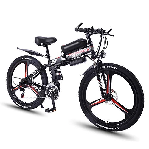 Electric Bike : TANCEQI 26 Inch Folding Electric Mountain Bike for Adults with 36V 350W Motor 21 Speed Gear & 3 Working Model Electric E-Bike Snow Bicycle Moped Electric Mountain Bike Aluminum Frame, Black