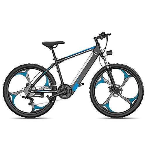 Electric Bike : TANCEQI Electric Bike 26 Inches Fat Tire Snow Bicycle Mountain Bikes Men's Dual Disc Brake Aluminum Alloy for Adults And Teens, for Sports Outdoor Cycling Travel, LED Light, Blue