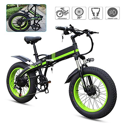 Electric Bike : TANCEQI Electric Bike Folding E-Bike Aluminum Electric Bicycle, 20" Electric Bicycle / Commute Ebike with 350W Motor, 7 Speed Transmission Gears, for Adults And Teens Or Sports Outdoor Cycling, Green