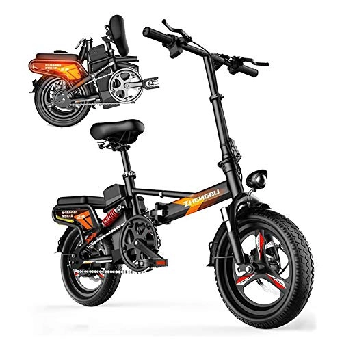 Electric Bike : TANCEQI Electric Folding Bike Fat Tire 14", City Mountain Bicycle Booster 55-110KM, with 48V 400W Silent Motor Ebike, Portable Easy To Store in Caravan, Motor Home, Boat