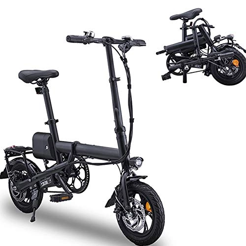 Electric Bike : TANCEQI Electric Folding Bike Lightweight Foldable Compact Ebike, 12 Inch Wheels, Pedal Assist Unisex Bicycle, Max Speed 25 Km / H, Portable Easy To Store in Caravan, Motor Home, Boat