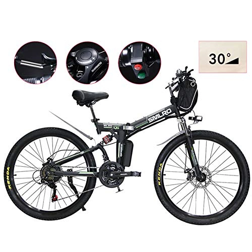 Electric Bike : TANCEQI Electric Mountain Bike 26" Wheel Folding Ebike LED Display 21 Speed Electric Bicycle Commute Ebike 500W Motor, Three Modes Riding Assist, Portable Easy To Store for Adult, Black