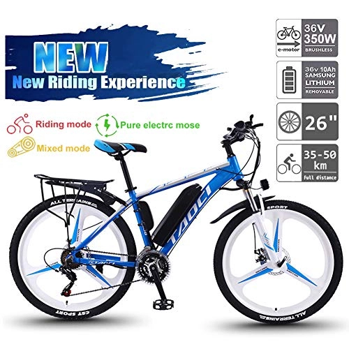 Electric Bike : TANCEQI Electric Mountain Bikes for Adults, MTB Ebikes, 360W 36V 10AH All Terrain 26" Mountain Bike / Commute Ebike Suitable for Men And Women, Cycling And Hiking, Blue