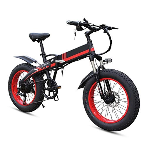Electric Bike : TANCEQI Folding Electric Bike MTB Dirtbike, Ebikes for Adults, 20" 48V 10Ah 350W Lightweight Alloy Frame Variable Speed Foldable E-Bike, Easy Storage Foldable Electric Bycicles for Men, Red