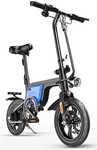 Electric Bike : TCYLZ Folding Electric Bicycle, Two Wheel Mini Pedal Electric Car Lithium Battery Helps Travel with Portable Travel Battery Car, S Battery for Men and Women, 36v8a | Blue