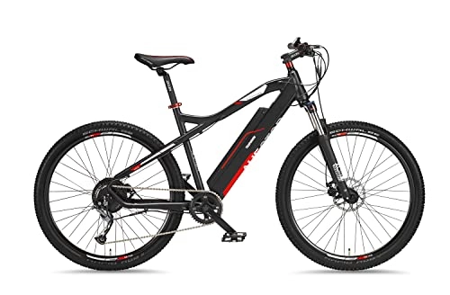 Electric Bike : Telefunken Electric Bike Mountain Bike Electric Bike Aluminium 9 Speed Shimano Derailleur Gear Pedelec MTB 27.5 Inch Rear Wheel Motor 250 W Disc Brakes Anthracite / Red Climbing M920