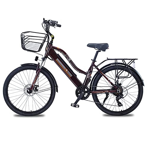 Electric Bike : TERLEIA Electric Bike 350W E-Bike Removable Lithium-Ion Battery 26" Women All Terrain Electric Mountain Bike for Outdoor Cycling Travel Work Out Commute Ebike, Brown, 36V 10AH