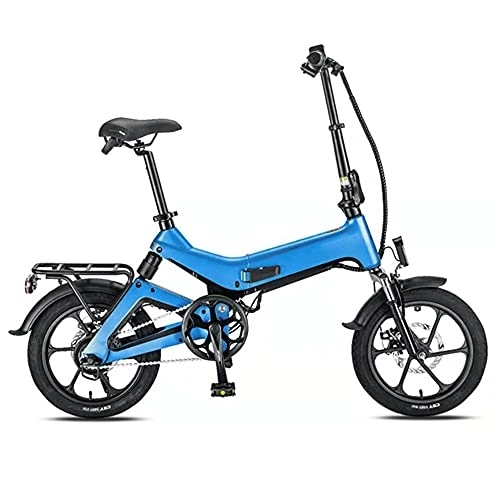 Electric Bike : TGHY Folding Electric Bike 16" Ebike 36V 8.7Ah Removable Lithium-Ion Battery 250W Motor Pedal Assist Dual Disc Brake EBS 50km Range Magnesium Aluminum Alloy, Blue