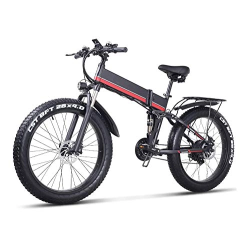 Electric Bike : TypeBuilt Plus E-Bike, Aluminum Frame Mechanical Disc Brake Mountain Bike 1000W Electric Bicycle, Folding Mountain Bike 26-Inch Folding Electric Mountain Bike 21-Level Shift Assisted