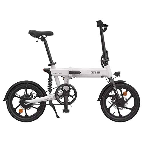 Electric Bike : UK 3-5 Working Day HIMO Z16 light travel three-stage folding, hidden lithium battery, high-strength shock absorber, Maximum cruising range 80KM Folding Electric Power Assisted Bike (White)