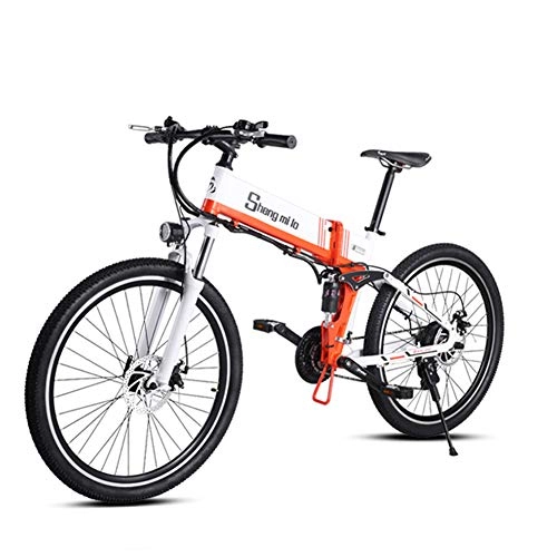 Electric Bike : WFIZNB Electric bicycle 48V500W assisted mountain bicycle lithium electric bicycle Moped electric bike electric bicycle elec, White