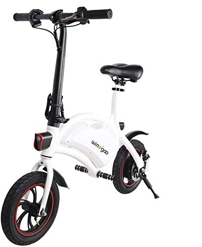 Electric Bike : Windgoo Electric Bike, Foldablke 12 inch 36V E-bike with 6.0Ah Lithium Battery, City Bicycle Max Speed 25 km / h, Disc Brake (12 Inch-White)