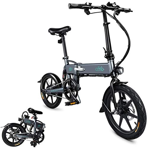 Electric Bike : WJSW D2, 250W 7.8Ah Folding Electric Bicycle Foldable Electric Bike with Front LED Light for Adult (Dark Gray)