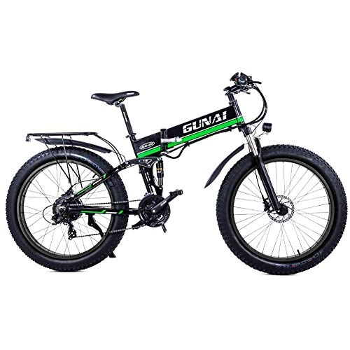 Electric Bike : WK Electric Mountain Bike 26 Inches 48V 12Ah Removable Lithium Battery Folding Fat Tire E-bike with Rear Seat lili