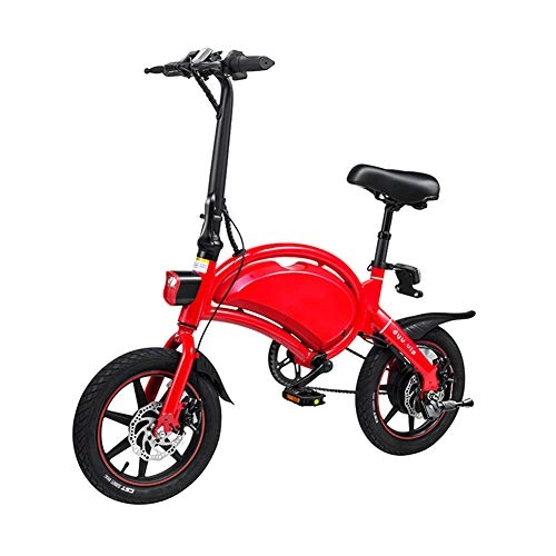 Electric Bike : WM Adult 14-inch Foldable Electric Bicycle Portable 36v Lithium Battery Mini Electric Moped 65-70km Maximum Driving Range E Bike Motorcycle Suitable For Ladies Men, Red