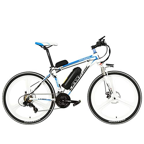 Electric Bike : WM Adult 26-inch 7-speed Electric Bicycle 5-level Pedal Assist 48v Electric Mountain Bike With 3.5-inch Large Lcd Display, Whiteblue