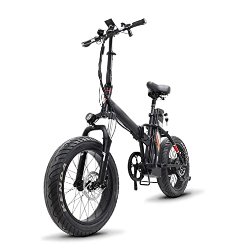 Electric Bike : WMLD Electric Bike Foldable for Adults 500W High Speed Motor 48V Li-Ion Battery 20 Inch 4.0 Fat Tires Electric Bicycle Snow Ebike (Color : Black)