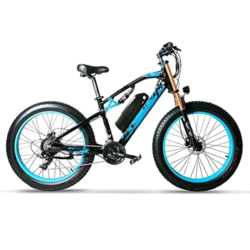 Electric Bike : WMLD Electric Bike for Adults 750W Motor 4.0 Fat Tire Beach Electric Bicycle 48V 17Ah Lithium Battery Ebike Bicycle (Color : Black blue)