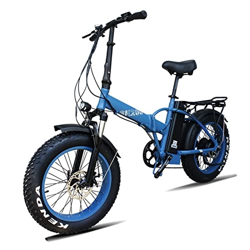 Electric Bike : WMLD Electric Bike for Adults Foldable 750W 13Ah Electric Bicycles 20 Inch Fat Tire All Terrain Fold Away 7 Speed Sport Snow Beach Ebike (Color : Blue)