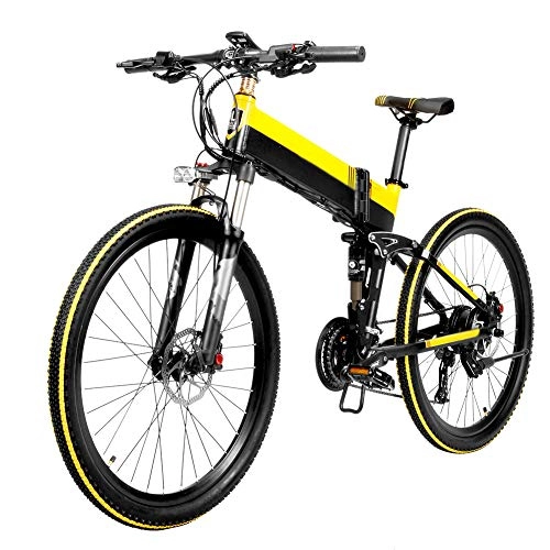 Electric Bike : Woyada Folding Electric Bikes for Adults, Aluminum Alloy 26" Mountain Bike All Terrain Cycling Bicycles 48V 400W 10.4Ah 18650 Lithium-Ion Battery Pack, LCD Display, Max Load 396lb