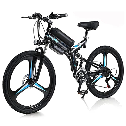 Electric Bike : WPeng Unisex Adult Electric Bike, 350W Folding Bike, 36V 10A Lithium-Ion Battery, 26" Mountain E-Bike, 21-Speed Transmission System, 3 Riding Modes for Outdoor Cycling Travel Work Out, Black