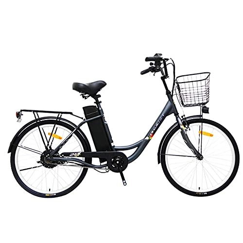 Electric Bike : WXDP Self-propelled Adults City electric bike, 250 W brushless motor 24 inch travel e-bike 36V 10.4Ah removable battery with rear seat unisex, black