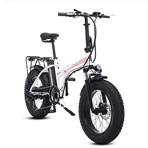 Electric Bike : WXJWPZ Electric Bike 4.0 Fat Tire Electric Bikeebike Beach Cruiser Bike Booster Bicycle Folding Electric Bike Electric Bike 48v Ebike, White