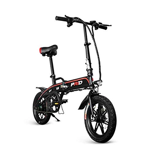 Electric Bike : WXJWPZ Folding Electric Bike 14inch Aluminum Folding Electric Bike 350W Powerful Motor 36V10A Lithium Battery, Black