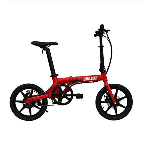 Electric Bike : WXJWPZ Folding Electric Bike 16 Inch Folding Electric Bike Foldable Electric Bicycle Aluminium Alloy E-bike, Red