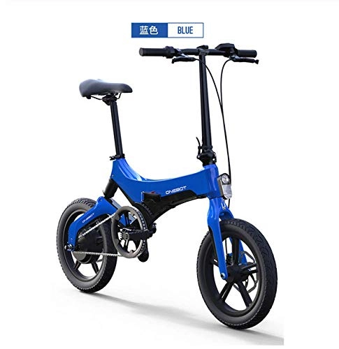 Electric Bike : WXJWPZ Folding Electric Bike 16 Inch Folding Electric Bike Lightweight Alloy Ebike 36V250W Smart Bicycle, Blue