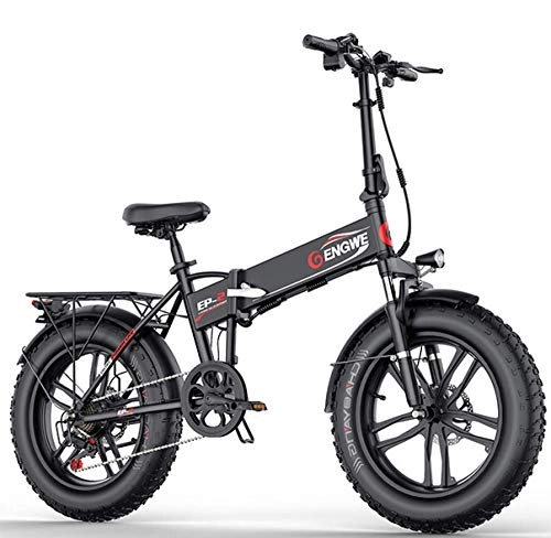 Electric Bike : WXJWPZ Folding Electric Bike 20 * 4.0inch Aluminum Foldable Electric Bicycle 48V10A 500W 40KM / H 6Speed Powerful Fat Tire Bike Mountain Snow Ebike, Black