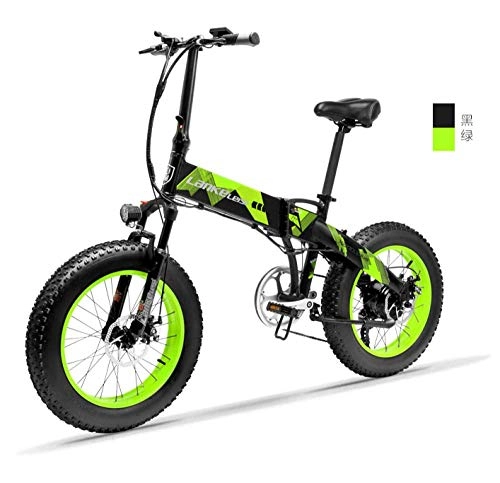 Electric Bike : WXJWPZ Folding Electric Bike 20 Inch Folding Mountain Bike 500W 48V 14.5Ah Lithium Battery Bike Electric Bike, Green