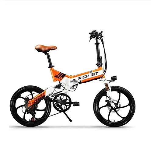 Electric Bike : WXJWPZ Folding Electric Bike 48V 8Ah Hidden Battery Folding Electric Bike 7 Speed Integrated Rim Electric Bicycle, Orange