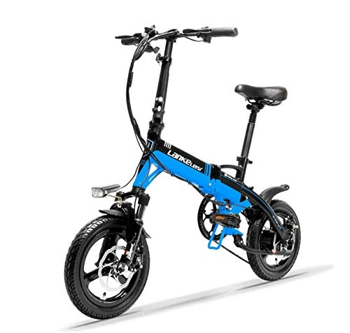 Electric Bike : WXJWPZ Folding Electric Bike Folding Electric Bike 350W 36V / 8.7A 14 Inches Disc Brake Removable Battery Magnesium Alloy Rim, Blue