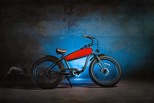 Electric Bike : Wxlyy Retro beach snow electric vehicle super wide tire mountain bike external side bucket electric side-RED