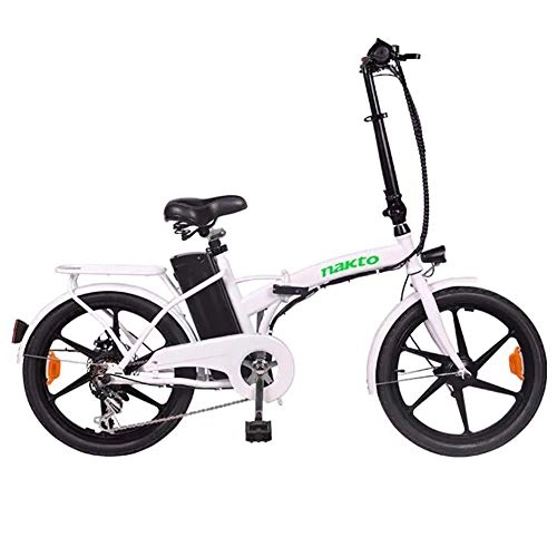 Electric Bike : WXX 20Inch Aluminum Alloy Folding Electric Bicycle Smart Meter + Three Riding Modes Lithium Battery Power Variable Speed Battery Car, White