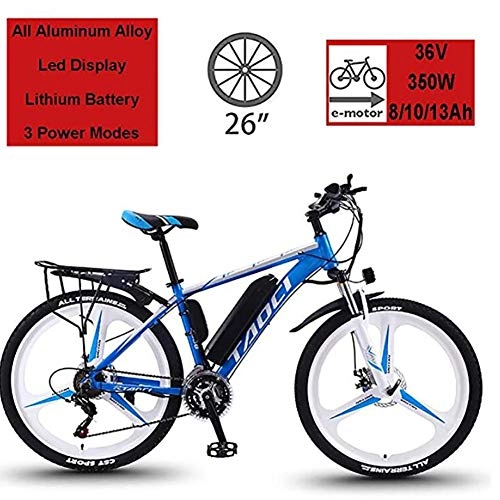 Electric Bike : WXX 26-Inch Magnesium Alloy LEC Liquid Crystal Display Electric Bicycle Removable Lithium-Ion Battery Off-Road Adult Variable Speed Car Three-Color Optional, Blue, 10AH