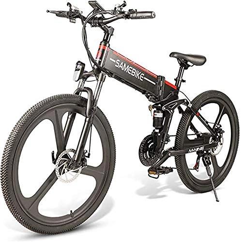 Electric Bike : WXX 26Inch Aluminum Alloy Folding Electric Mountain Bike 21 Level Shift Assist 48V Lithium Battery Bicycle Central Night Crystal Instrument + USB Charging Port