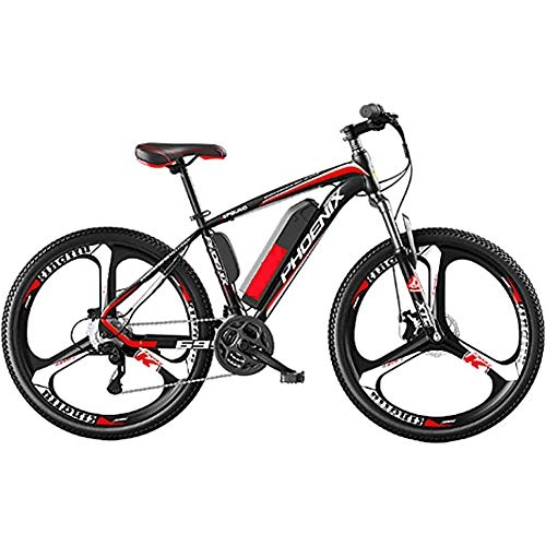 Electric Bike : WXX Adult Electric Bike, Aluminum Alloy 26 Inch 36V10ah 250W Removable Lithium Battery Electric Mountain Bike 27-Speed Variable Speed Battery Car, Red