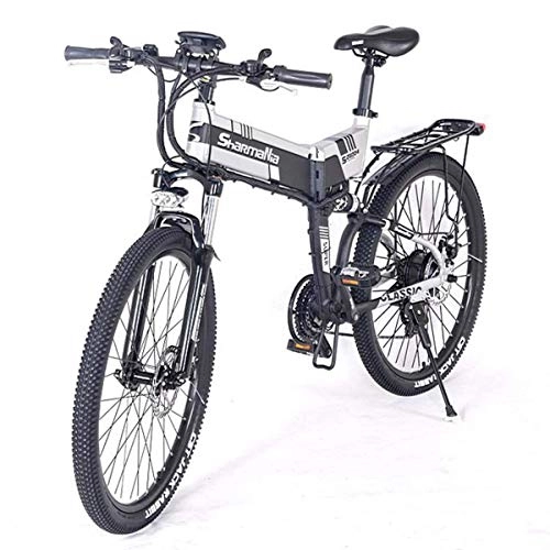Electric Bike : WZB Power Plus Electric Mountain Bike, 26'' Electric Bike with 36V 10.4Ah Lithium-Ion Battery, Aluminum Frame with Mechanical Disc Brakes, Black