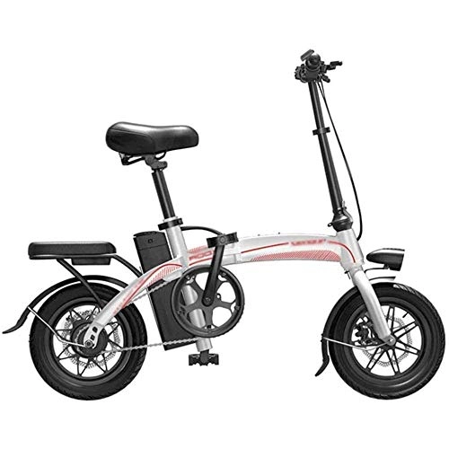 Electric Bike : XBSLJ Electric Bikes, Folding Bikes Folding Electric Bike Portable and Easy to Store Lithium-Ion with LCD Speed Display Max Speed 35 Km / H 150Km for Adult-White