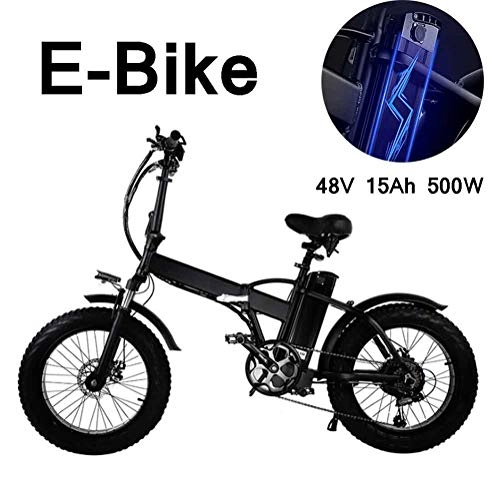 Electric Bike : xfy-01 20" Fat Tire Electric Bike - Electric Bike E-Bike - 48V 500W 15Ah Lithium-Ion Battery - Black - Outdoor Sports / Leisure