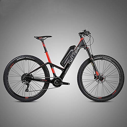 Electric Bike : Xinxie1 Electric Mountain Bike, 26 Inch Folding E-Bike with Super Lightweight Magnesium Alloy 6 Spokes Integrated Wheel, Premium Full Suspension And 11 Speed Gear Integrated Electric City Bike, Red