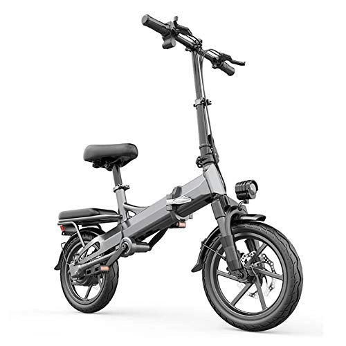 Electric Bike : XXZ Folding Electric Bike Mountain Bike, 14 Inch Spoke Wheel Lightweight Design E-bike Electric Bike Bicycle with 350W Brushless Motor and 48V