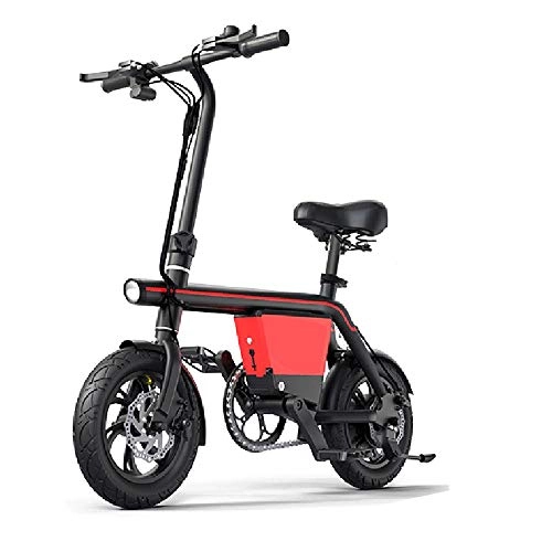 Electric Bike : Y.A Folding Electric Bicycle Small Electric Car Adult Lithium Electric Generation Driving Battery Car Female Can Help Bicycle Black 48V 10AH